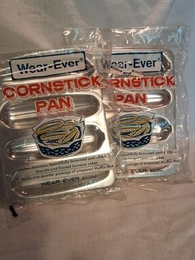Vintage Wear-Ever Cornstick Pan - Silver Corn Stick Mold Set Of 2 New Old Stock